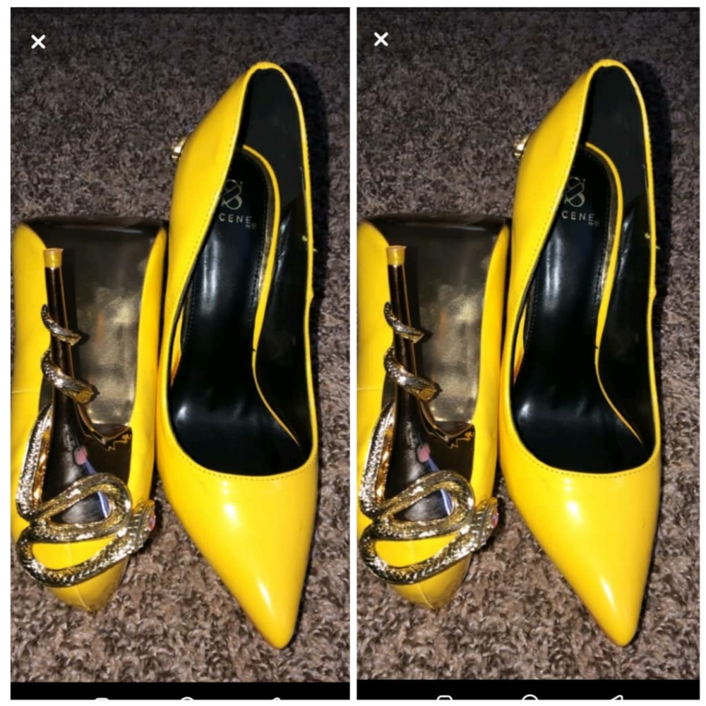Yellow heel shoes